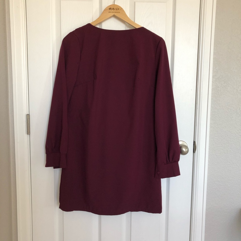 Maroon Bow Detailed Mini Dress